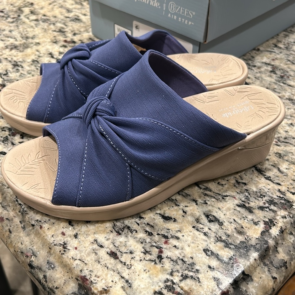 Life Stride Skipper Blue and Tan Sandals with Knotted Design - Picture 2 of 6